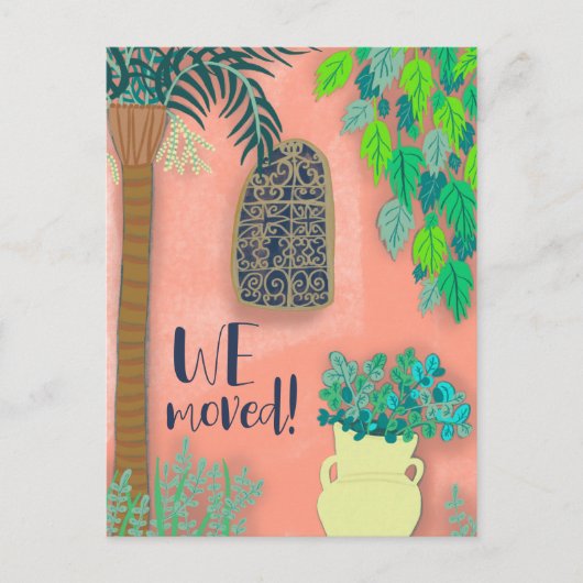 We verhuisden een nieuwe roze tuin exotische palm briefkaart (Voorkant)