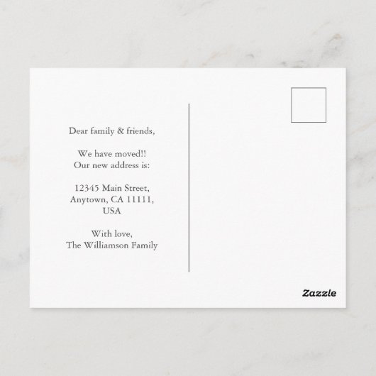 "We verhuisden" Foto van de Latitude Longitude Briefkaart (Achterkant)