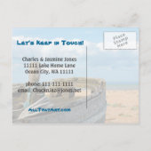 We verhuisden - Gevist boot, blauwe lucht, strand, Aankondigingskaart (Achterkant)