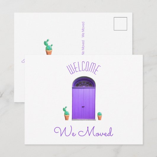 We verhuisden het nieuwe adres Southwest Paarse Do Aankondigingskaart (Voorkant / Achterkant)