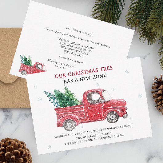 We verhuisden kerst Feestdagen bewegende aankondig Notitiekaartje