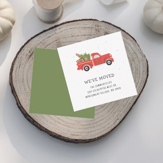 We Verhuisden Kerst Rode Truck Verhuisbericht Notitiekaartje