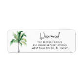 We Verhuisden Kustpalmboom Script Retouradres Etiket (Voorkant)