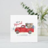 We verhuisden met de Waterverf Red Truck Aankondiging (Staand voorkant)