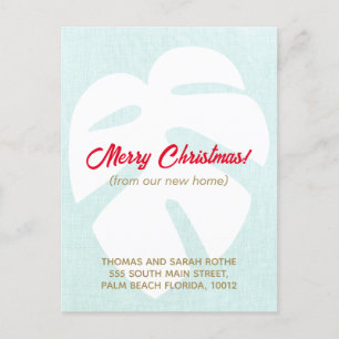 We verhuisden Monstera Tropical Leaf Kerstpostca Briefkaart