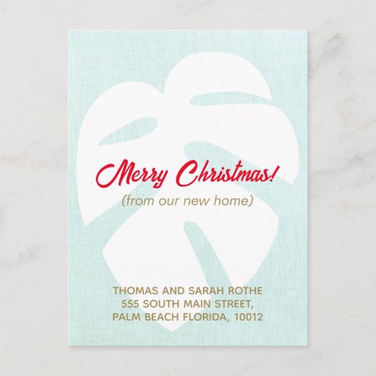 We verhuisden Monstera Tropical Leaf Kerstpostca Briefkaart (Voorkant)
