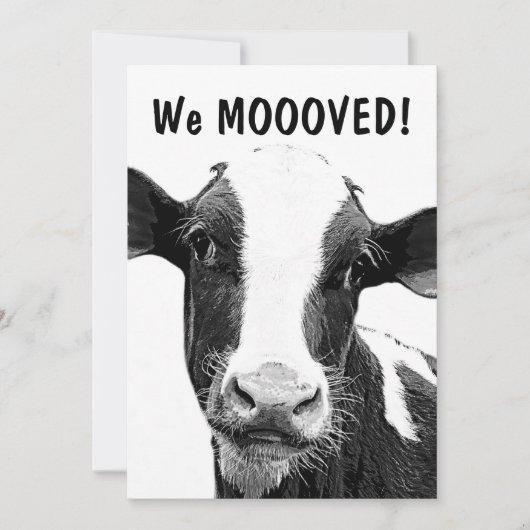 We verhuisden MOOO Cow Housewarming Party Kaart (Voorkant)