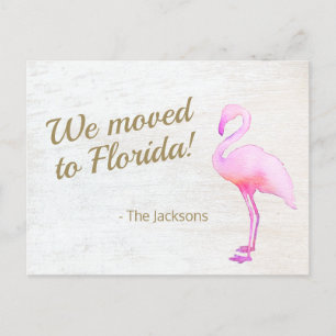 We verhuisden naar Florida Flamingo Briefkaart
