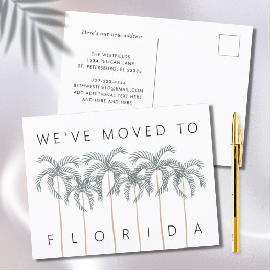 We verhuisden naar Florida Palm Trees New Address Aankondigingskaart