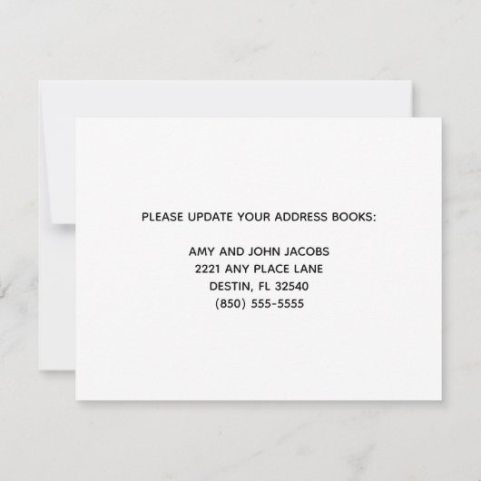 We verhuisden naar het Beach Palm Tree Home-startp Aankondiging (Achterkant)