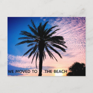 We verhuisden naar het Beach Palm Tree Home-startp Briefkaart