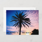 We verhuisden naar het Beach Palm Tree Home-startp Briefkaart (Voorkant / Achterkant)