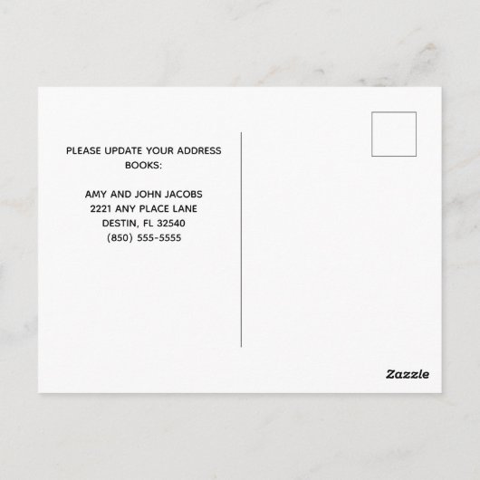 We verhuisden naar het Beach Palm Tree Home-startp Briefkaart (Achterkant)