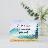 We verhuisden naar het Motivatie Gezegde van de be Aankondigingskaart (Staand voorkant)