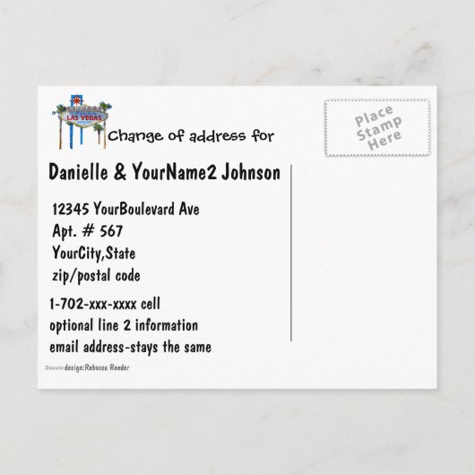 We verhuisden naar het nieuwe adres Las Vegas Aankondigingskaart (Achterkant)
