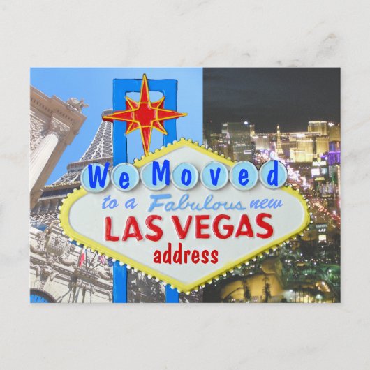 We verhuisden naar het nieuwe adres Las Vegas Aankondigingskaart (Voorkant)