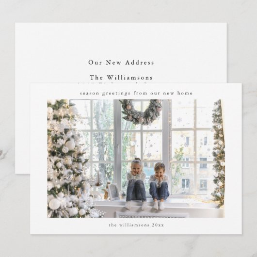 We verhuisden naar huis bericht familie kerst foto feestdagenkaart (Voorkant / Achterkant)