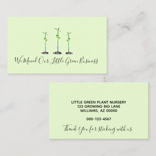 We verhuisden naar Lucky Bamboo Visitekaartje (Voorkant / Achterkant)