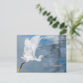 We verhuisden naar White-Snowy Gret tijdens de vlu Aankondigingskaart (Staand voorkant)