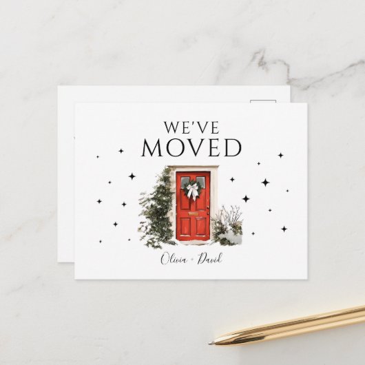 We verhuisden New Address Holiday Verhuizing Aanko Briefkaart (Voorkant / Achterkant in situ)