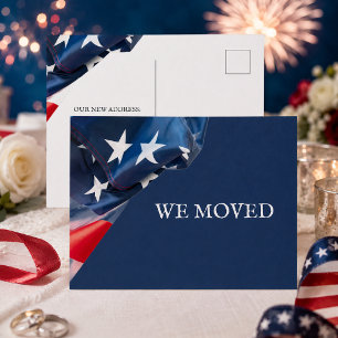 We Verhuisden Nieuw Adres Amerikaanse Vlag Postkaa Briefkaart