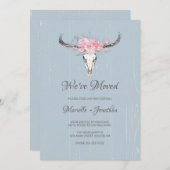 We verhuisden nieuw adres rustieke Koe schedel blo Aankondiging (Voorkant / Achterkant)