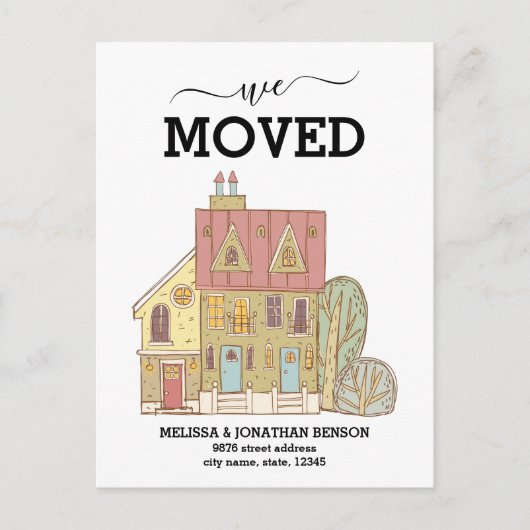 We verhuisden nieuw huisadres aankondigingskaart (Voorkant)