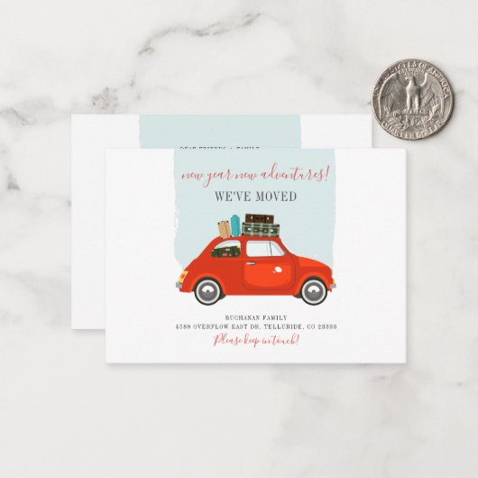 We Verhuisden Nieuwjaarsavonturen Verhuisbericht Notitiekaartje (Voorkant / Achterkant in situ)