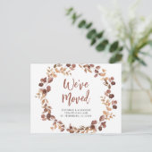 We verhuisden Roos Eucalyptus Wreater New Home Aankondigingskaart (Staand voorkant)