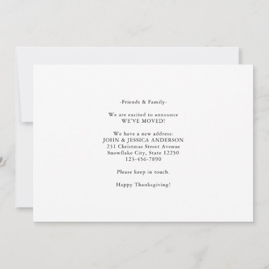 We verhuisden Thanksgiving Pumpkin Holiday Moving Aankondiging (Achterkant)