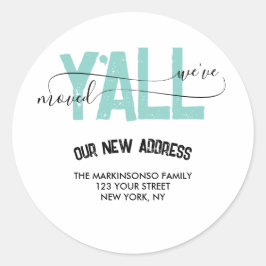We verhuisden verhuisbericht nieuw adres ronde sticker