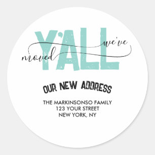 We verhuisden verhuisbericht nieuw adres ronde sticker