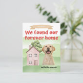 We verhuisden, vonden ons eeuwige huis, hond goedg aankondigingskaart (Staand voorkant)