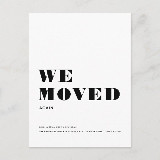 WE VERHUIZDEN WEER Eenvoudig Modern Minimalistisch Aankondigingskaart (Voorkant)