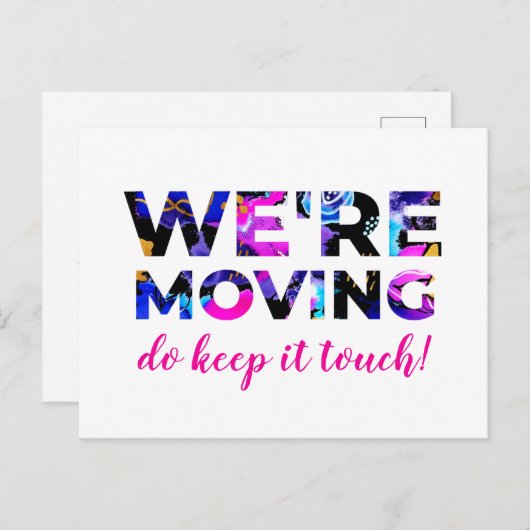 We verhuizen Blauwe Roze Abstracte Aankondiging (Voorkant / Achterkant)