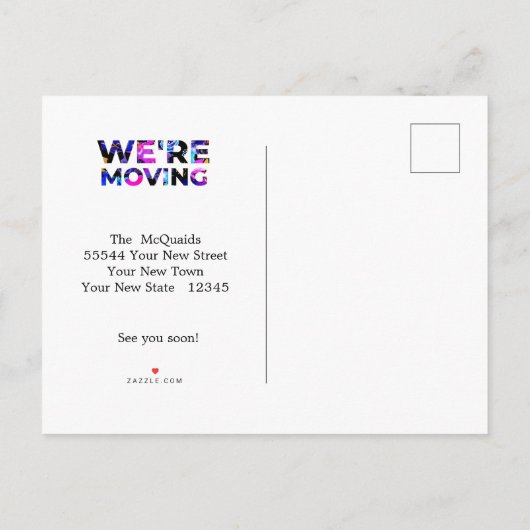 We verhuizen Blauwe Roze Abstracte Aankondiging (Achterkant)