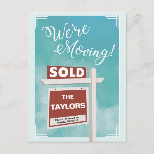 We verhuizen het Briefkaart van de Verhuizingsaank (Voorkant)