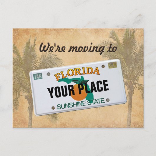 We verhuizen naar Florida Aankondigingskaart (Voorkant)