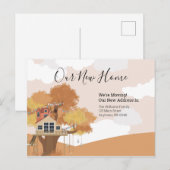 We verhuizen naar ons nieuwe thuis Boomhut Adreswi Briefkaart (Voorkant / Achterkant)