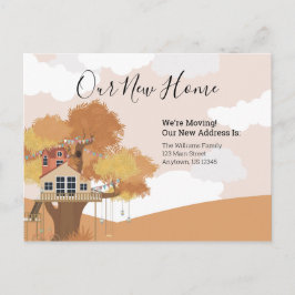 We verhuizen naar ons nieuwe thuis Boomhut Adreswi Briefkaart