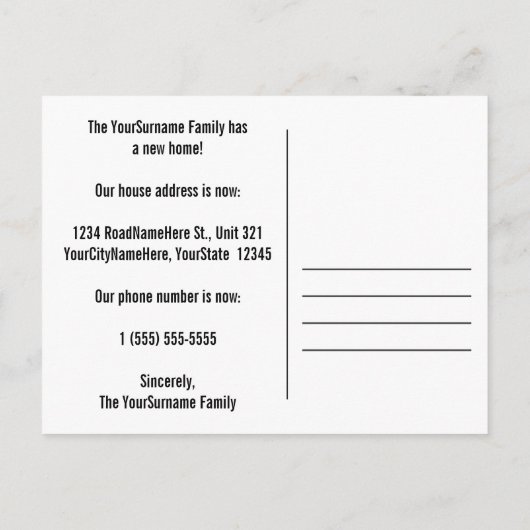 "WE VERHUIZEN!" Nieuw Adres Ansichtkaart Aankondigingskaart (Achterkant)