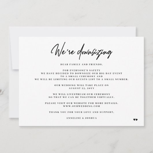 We verkleinen elegante minimale kleinere bruiloft aankondiging (Voorkant)