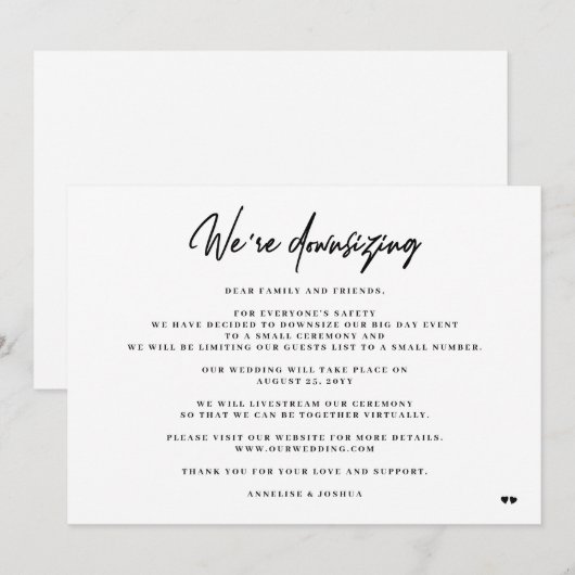 We verkleinen elegante minimale kleinere bruiloft aankondiging (Voorkant / Achterkant)