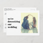 We Verkleinen Ons Trouwfeest Modern Aankondigingskaart (Voorkant / Achterkant)