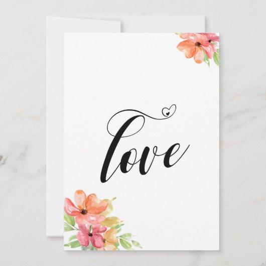 We Verliefden Harten Script Waterverf Bloemen Kaart (Achterkant)