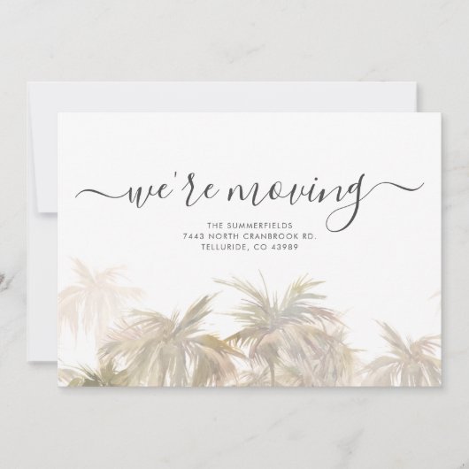 We verplaatsen Adres Palm Trees verplaatst Aankondiging (Voorkant)