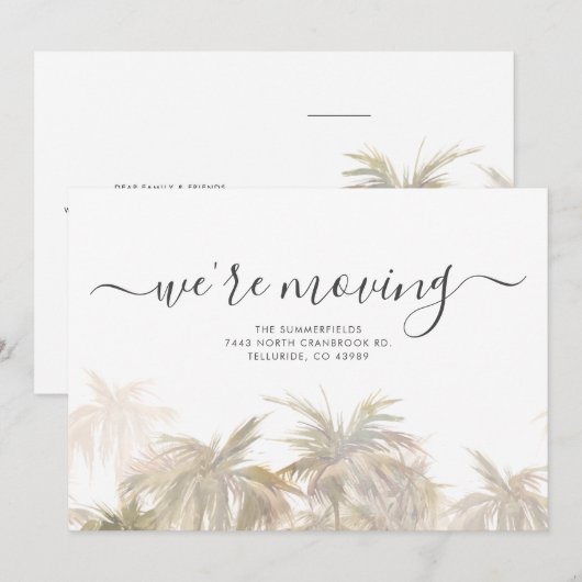 We verplaatsen Adres Palm Trees verplaatst Aankondiging (Voorkant / Achterkant)