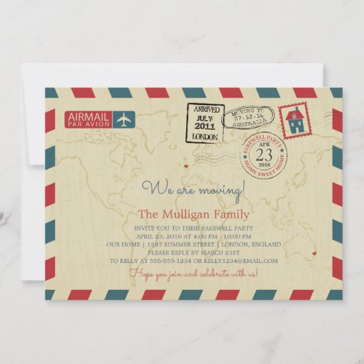 We verplaatsen Airmail | Farewell-partij Aankondiging (Voorkant)