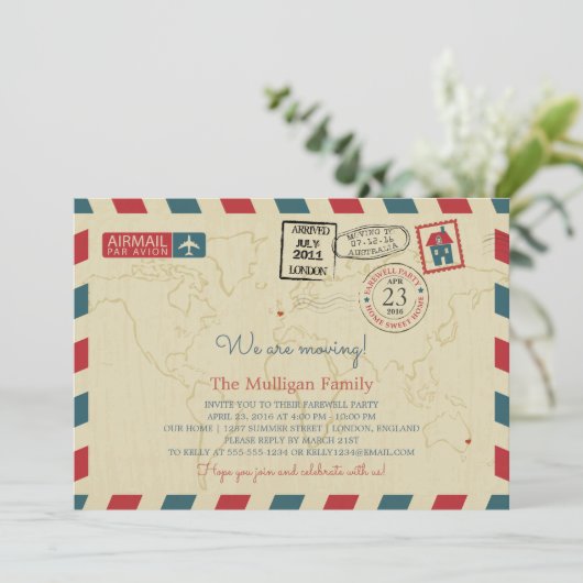 We verplaatsen Airmail | Farewell-partij Aankondiging (Staand voorkant)