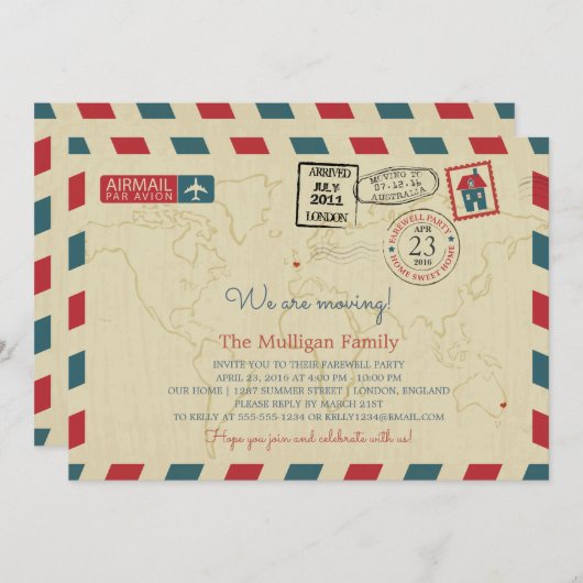 We verplaatsen Airmail | Farewell-partij Aankondiging (Voorkant / Achterkant)